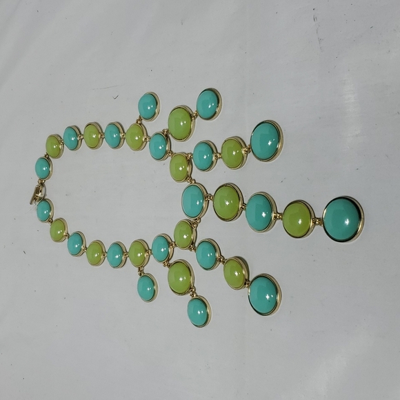 Gold Summer Statement Necklace With Glass Stones - Picture 2 of 5